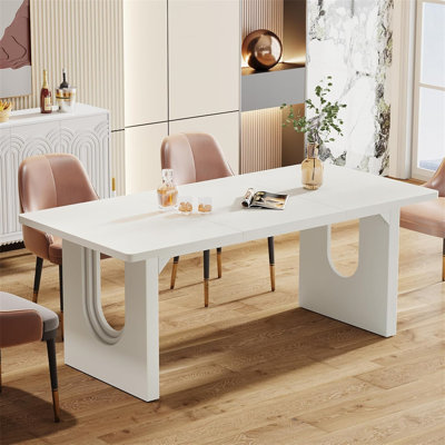 Table de salle à manger rectangulaire moderne 71 "pour 6 à 8 personnes (table unique, sans chaise)