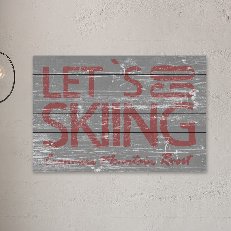 LET’S Go ski-impression d’art textuel sur bois, 40 po x 60 po