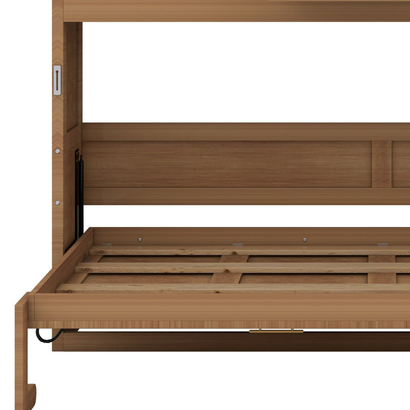 Lit escamotable avec station de charge et tiroir, Bois