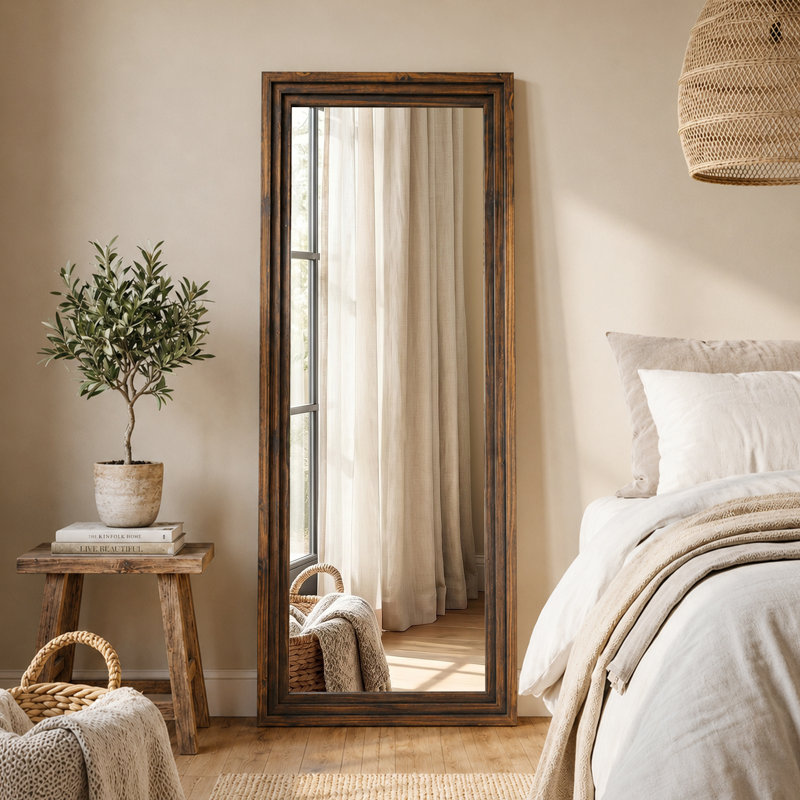 Vintage Solid Wood Full Length Floor Mirror