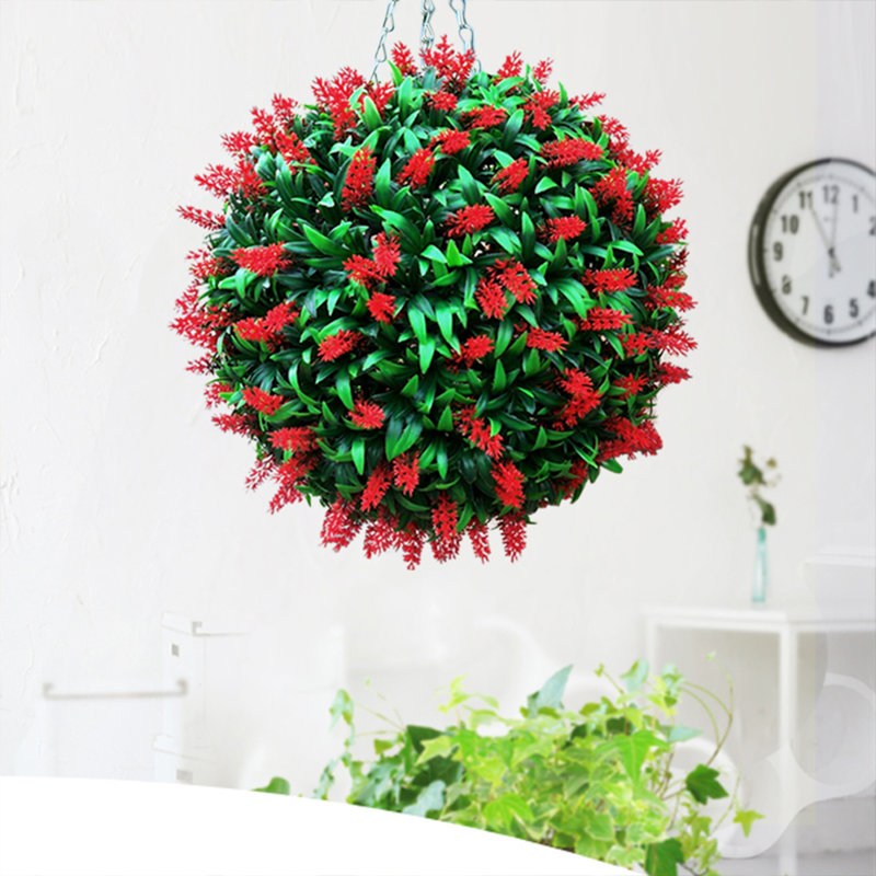 Faux Flowering Topiary, 28cm H x 28cm W x 28cm D, Pink