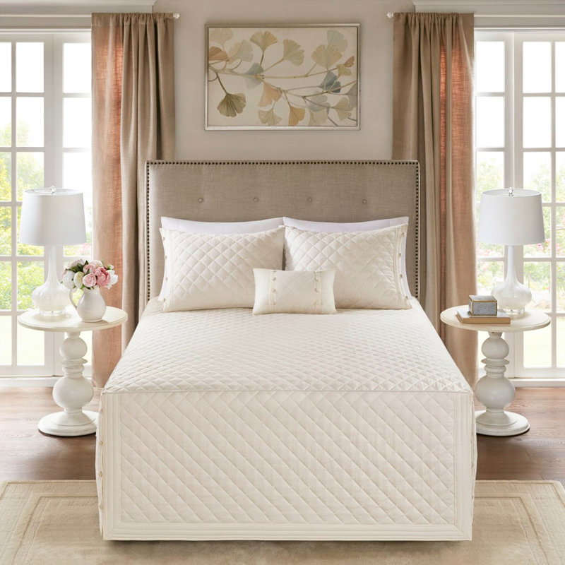 Ensemble de couvre-lit 4 pièces en coton, très grand, kaki avec motif réversible et intérieur 4 pour taies décoratives de 24 pouces