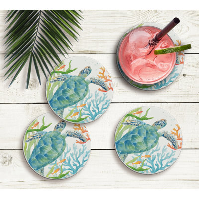 Stoneware Round 4 Piece Coaster Set