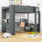 Wood Loft Bed With Desk, Multi-Storage Shelves, LED And Charging Station-1234675834