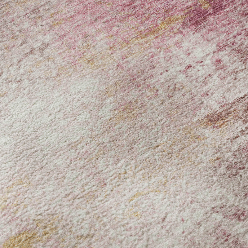 Premium Machine Washable Mayfield AMF2402 Abstract Rug, 8' Round, Blush