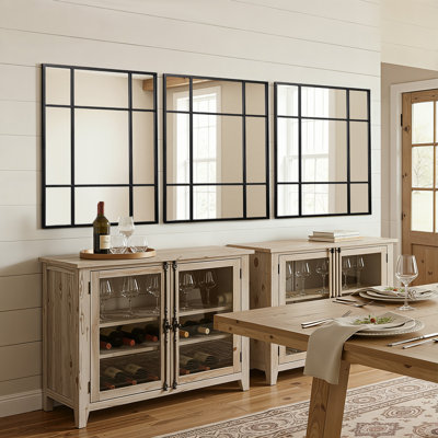 39" H X 30" W Rectangular Metal Accent Mirror Window Pane Decorative Mirror Vanity Wall Mirror for Bathroom Entryway Living Room