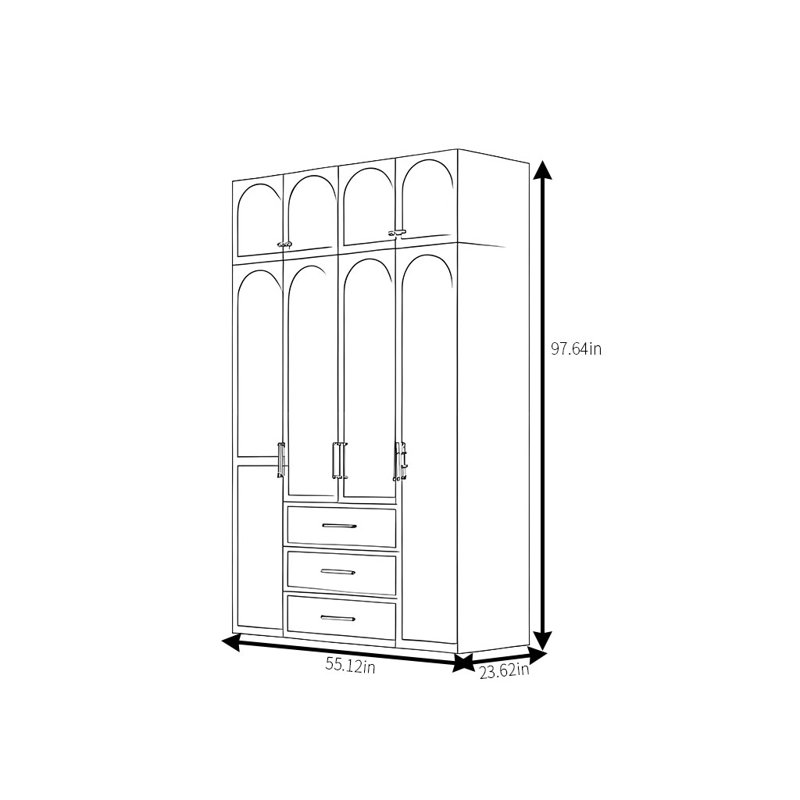 Garde-robe simple et luxueux haut de gamme, H 98 po x l 55 po x P 24 po