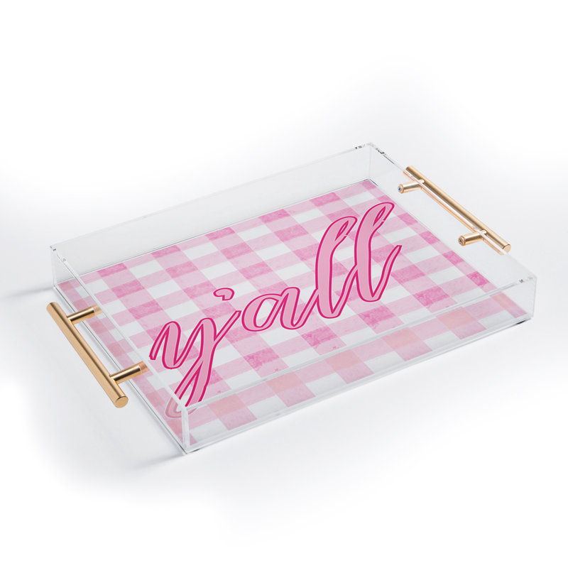 ciaojessa yall gingham Acrylic Tray, Pink