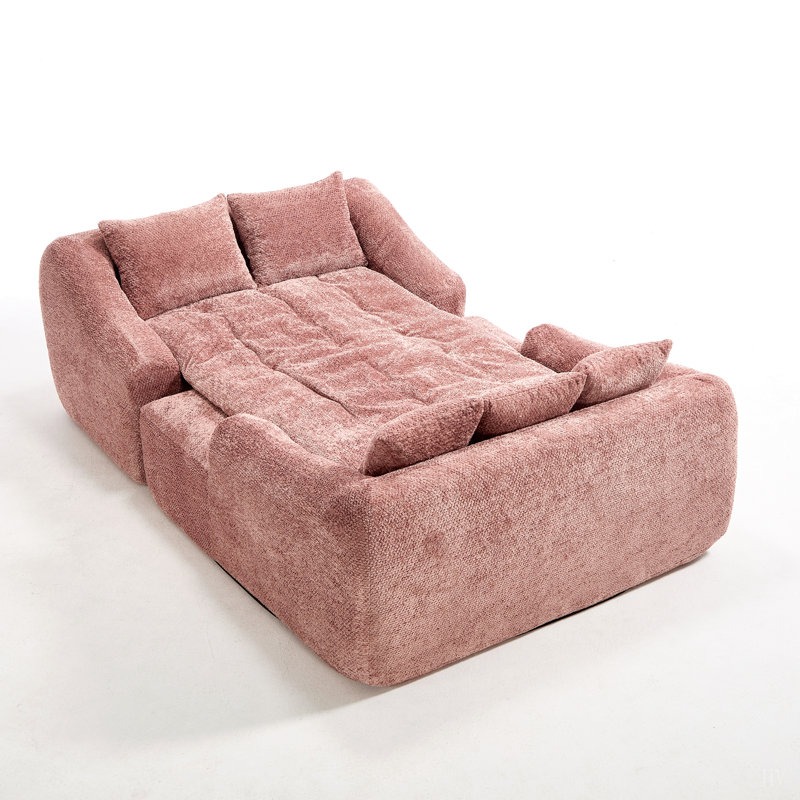 Chaise longue surdimensionnée pour l'intérieur, canapé-lit moderne en chenille à assise profonde avec coussins décoratifs et accoudoirs, canapé-lit pour le salon, chambre à coucher