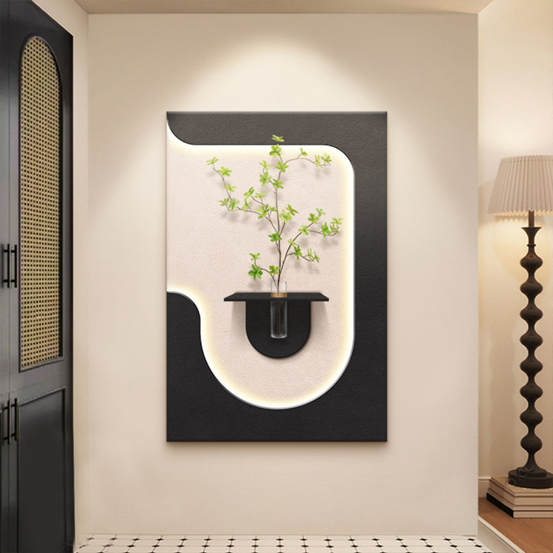 Art mural rectangulaire noir et blanc en cristal, H 35,43 po x l 23,62 po