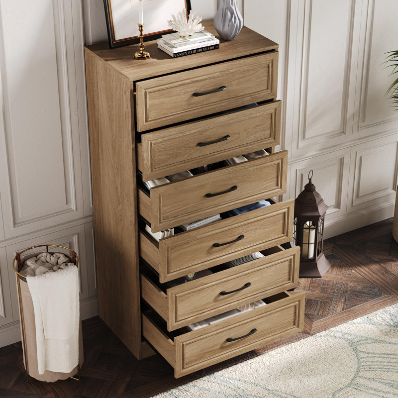 Commode 6 tiroirs pour chambre à coucher, Tanné