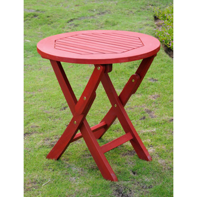 Erkerd Round Acacia Folding Outdoor Side Table , in. W 19'' in. D