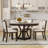  Extendable Round Dining Table Set with Solid Wood Base and 4 Upholstered Chairs, Vintage Finish-1078479071