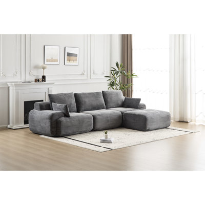 Mousse à mémoire de forme à haute densité en velours côtelé gris, modulaire, pour animaux de compagnie, sans assemblage pour espaces multiples Canapé modulaire de qualité à 3 places, densité, salon