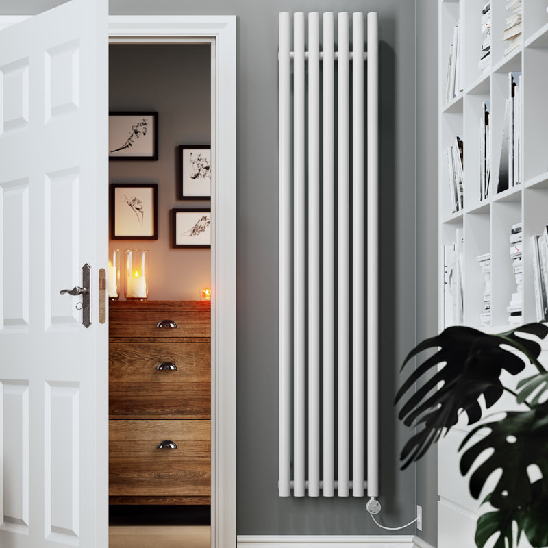 Rolo Room E Cylindrical Shaped Bars Electric Radiator, White, 180cm H x 37cm W