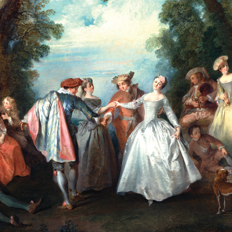 Danse devant une fontaine, 1724, reproduction d'art sur toile encadrée, H 20,25 po x l 25,25 po x P 1,875 po