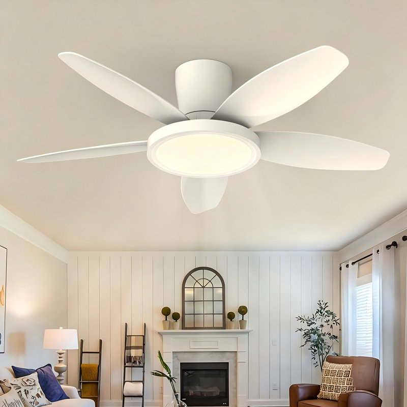 Ventilateur de plafond encastré à intensité variable réversible de 42 po à 6 vitesses avec télécommande et contrôle d'application