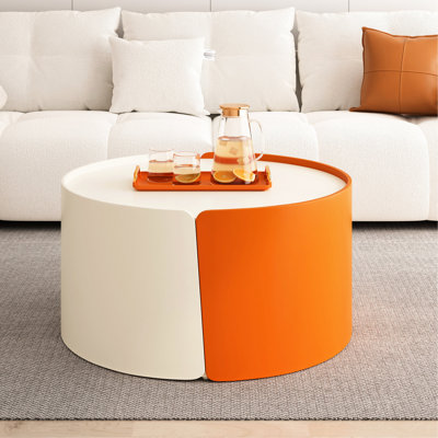 Table basse avec plateau coulissant extensible, sans assemblage, blanc, pour différentes scènes Table de chevet d'assemblage - ronde, commodité de chevet