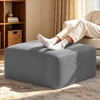 40.75" Wide Compression Corduroy Fluffy Ottoman for Living Room (Set of 1)