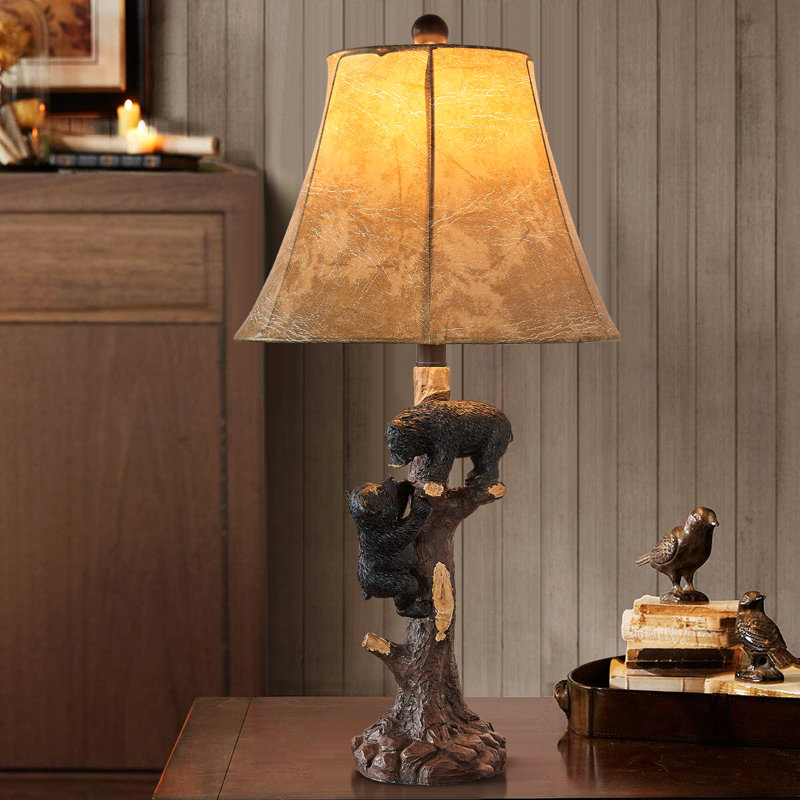 26" Resin Bear Table Lamp with USB & Type-C Ports