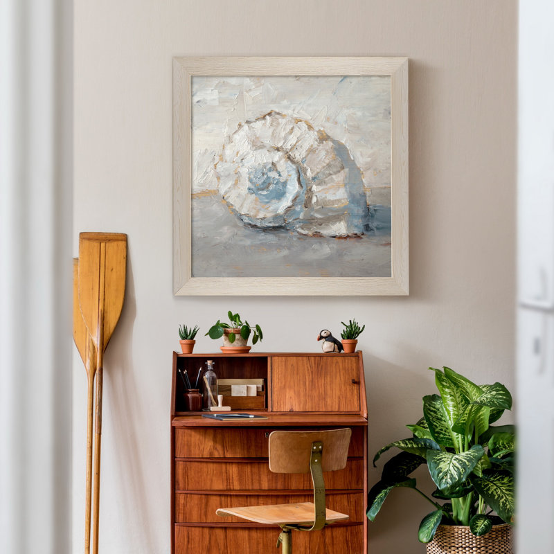 Blue Shell Study III-impression de cadre photo sur papier, Toile blanche encadrée, H 27,5 po x l 27,5 po x P 1,5 po