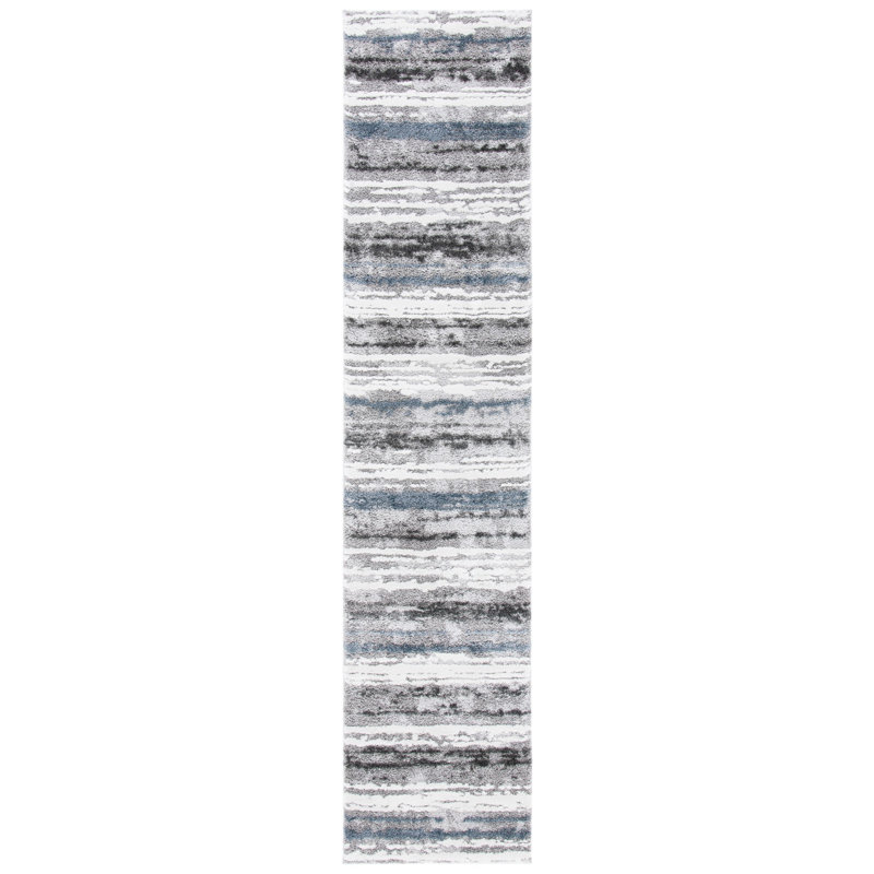 Southport Stripe Gray/Blue Area Rug, Runner 2' x 9'