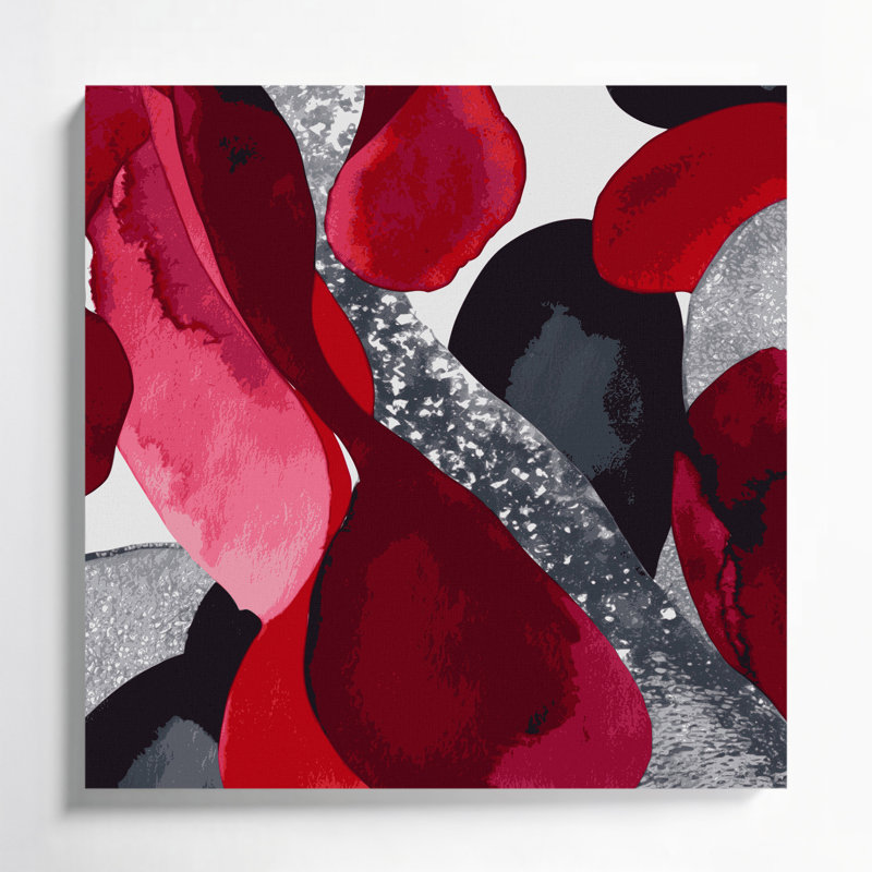 Abstrait aquarelle 29, art mural sur toile rouge, H 8 po x l 8 po