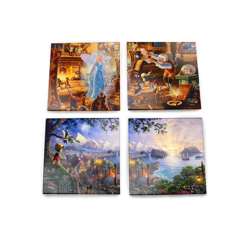 (Symboles) Ensemble de sous-verres en verre Starfire, Disney / Pinocchio