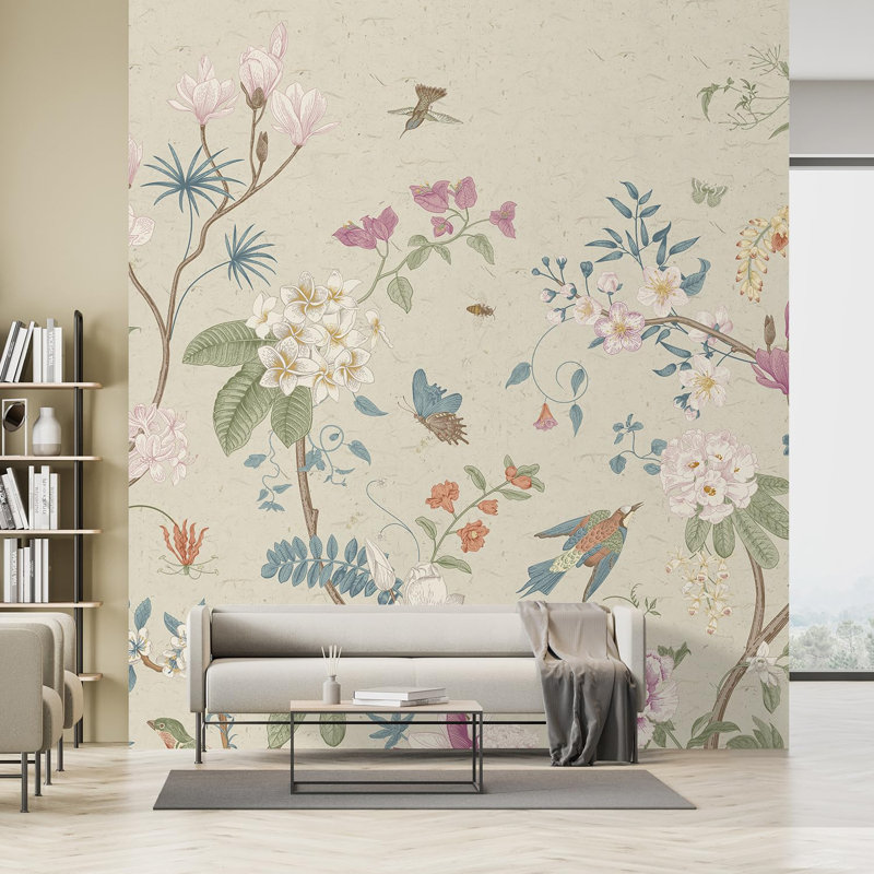 Abstract Floral Peel & Stick Floral Border, 132" L x 48" W