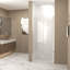 Porte de douche pliante de 35 à 34 po x 72 po, verre trempé de 1/4 po (6 mm), cadre en aluminium chromé, film antidéflagrant