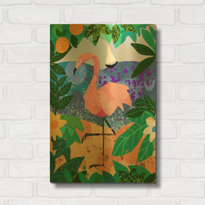 'Final Flamingo' By Holly McGee Gold Metal Wall Art, 16" x 24"