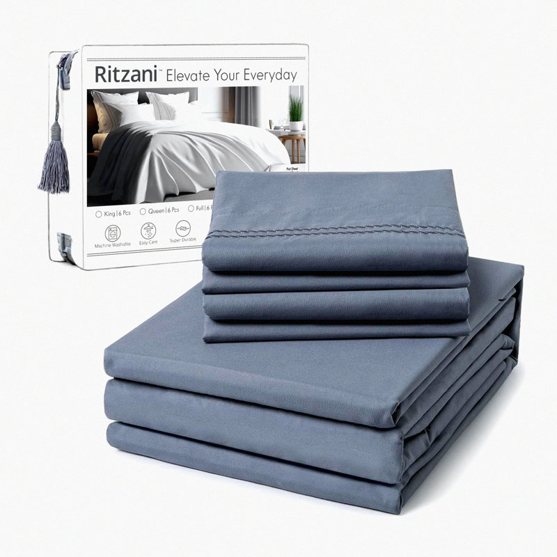 CoolBreeze Comfort Sheet Set - 6 Piece Breathable Cooling Sheets for Hotel Luxury Bed - Easy Fit Soft Wrinkle Free Comfy Sheets with Extra Deep Pockets