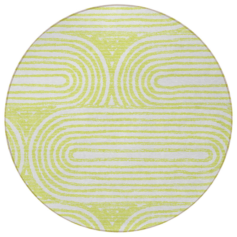 Tapis extérieur rond rond antidérapant 8 pi rond vert et blanc