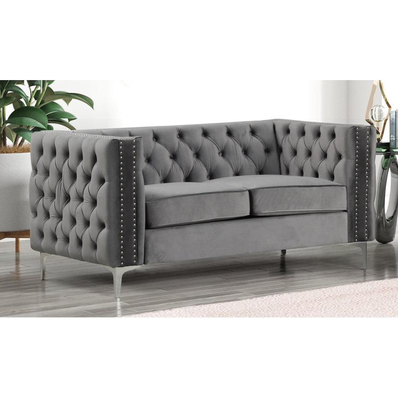 Nox 61'' Velvet Loveseat, Black