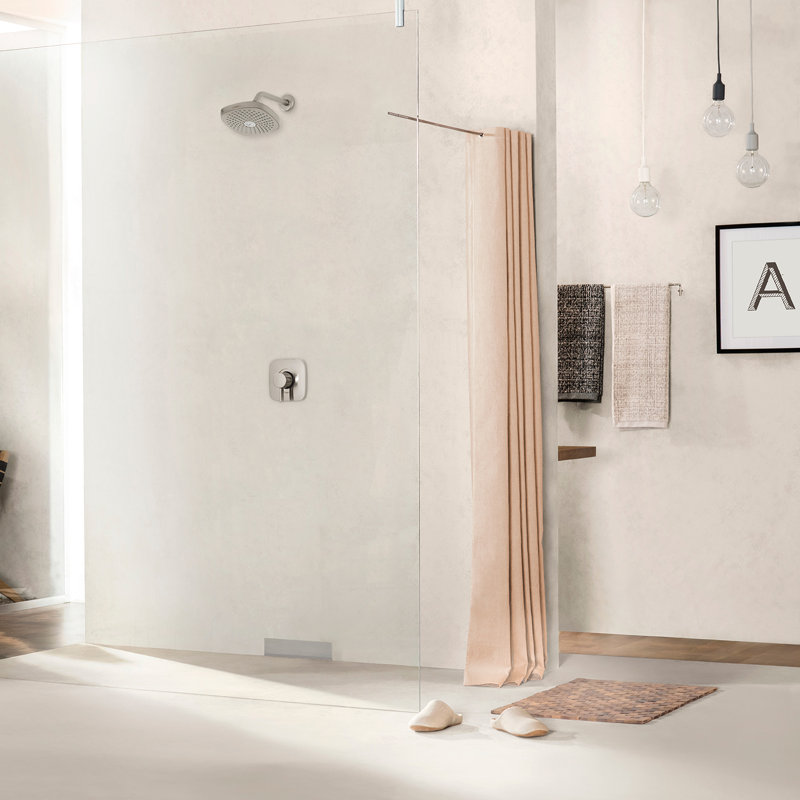 Robinet de douche thermostatique à pression équilibrée avec soupape grossière Croma Select E, Nickel brossé