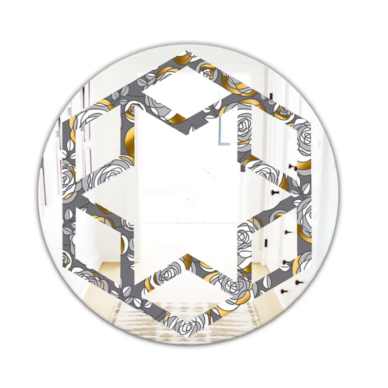 Miroir mural hexagonal étoile rose glam, 31,5 po x 23,7 po