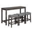Ensemble de table de bar 4 pièces avec prise de courant, ensemble de table de bar avec chaises, table de bar avec tabourets, table de canapé derrière avec 3 tabourets rembourrés, pour le salon, la salle à manger, 