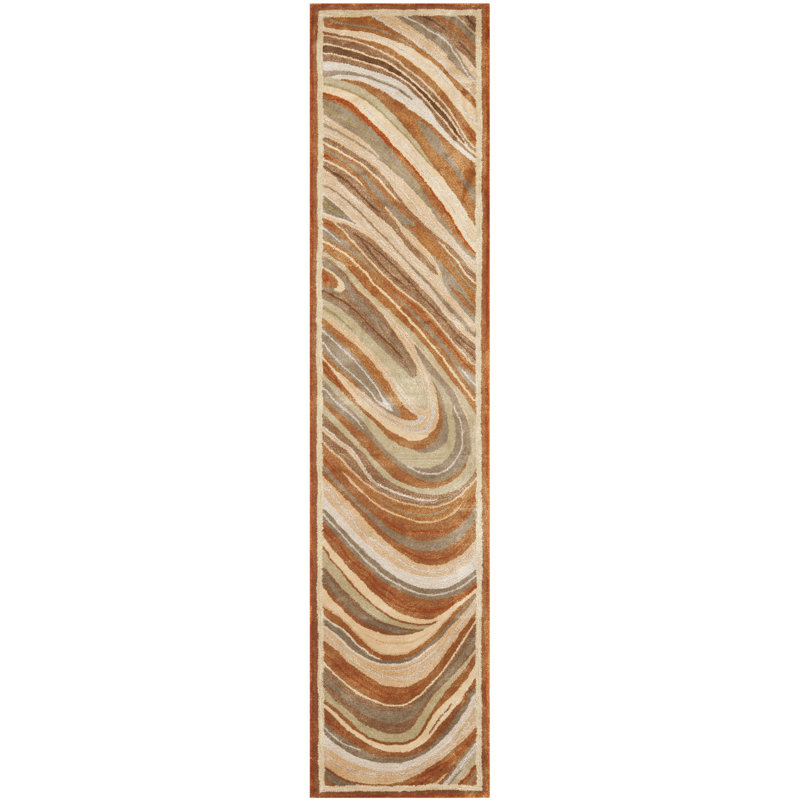 Martha Stewart Marble Swirl Hand Tufted Wool And Viscose Abstract Rug, Runner 2'3" x 10'