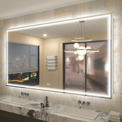  Wayfair Basics® UL Certified Front & Back LED Anti-Fog Tempered Glass Bathroom/Vanity Mirror 
