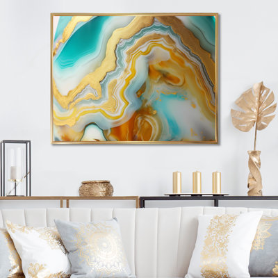 Liquide harmonie agate bleue et turquoise sur toile