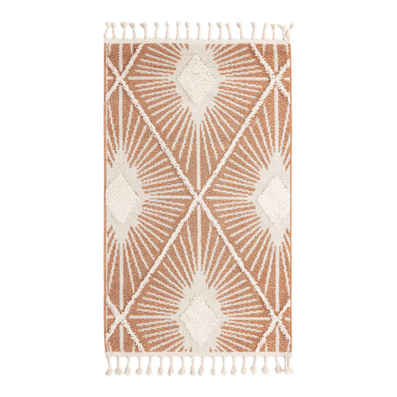Jessilyn Geometric Machine Woven Polyester Area Rug in Rust/Red, Rectangle 3'3" x 5'3"