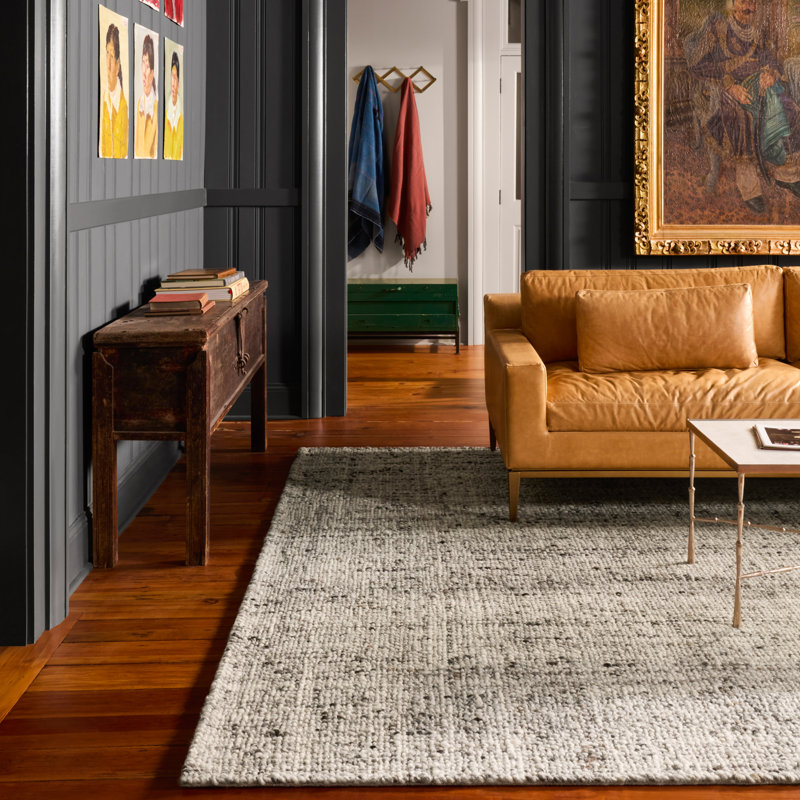 Elya Handmade Dhurrie Wool Gray Area Rug, Rectangle 7'10" x 10'