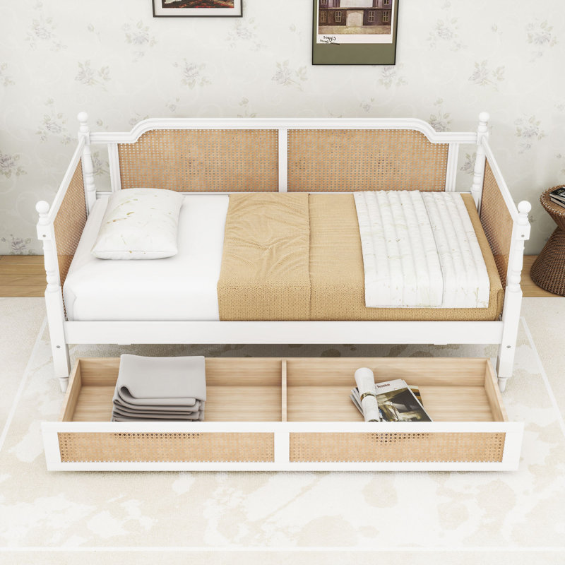 Wood Daybed with 2 Storage Drawers, Twin, Antique White