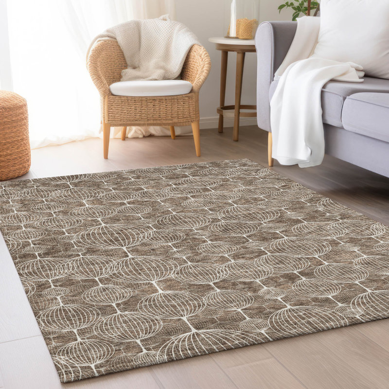 Tapis intérieur / extérieur en polyester tissé à la machine Lummus, Rectangle 8 pi x 10 pi