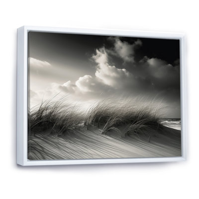 «Black and White Beach Sand Grass Senery», reproduction sur toile