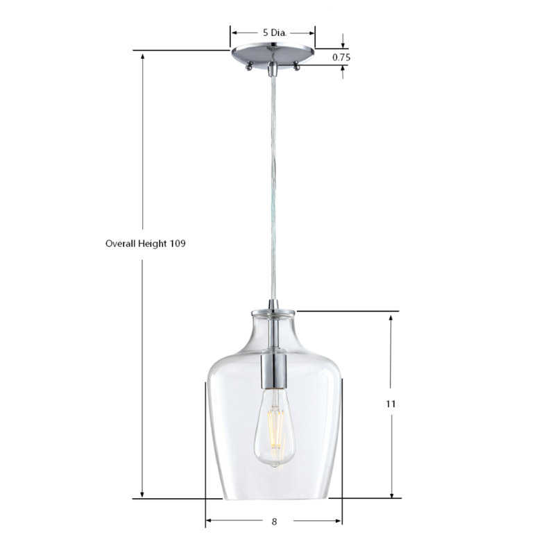 Ayric 1 - Light Single Bell Pendant, Chrome