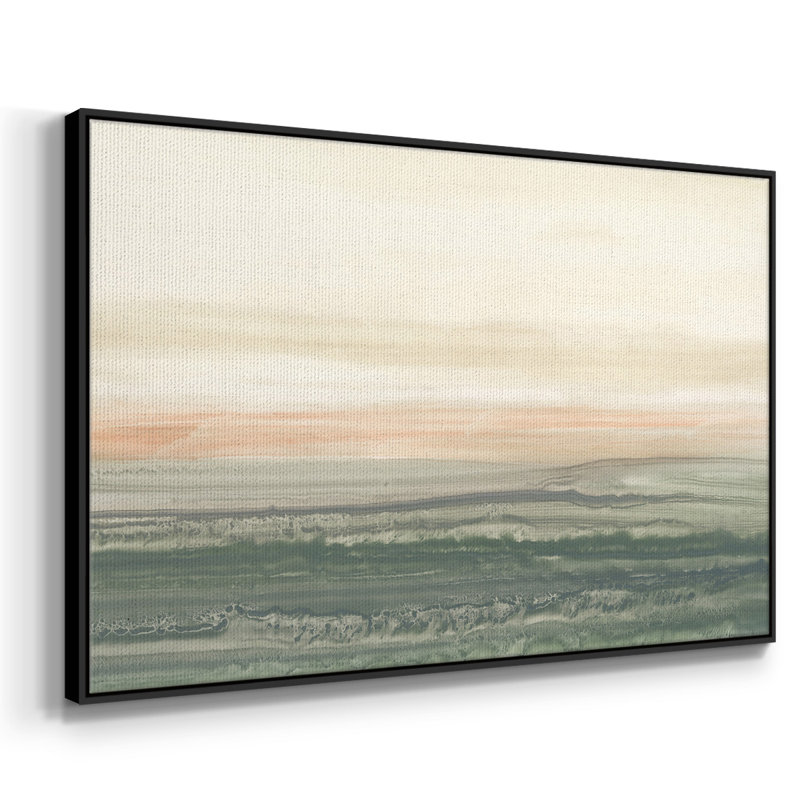 " Atlantic Sunrise I " Painting Print, Black Floater Framed Canvas, 25" H x 37" W x 2'' D