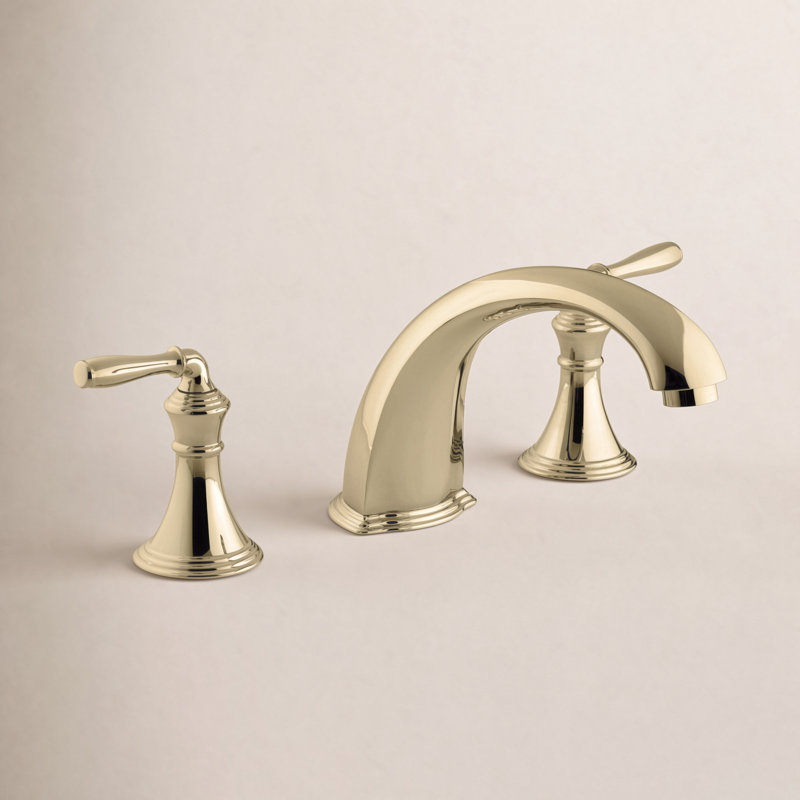 Garniture de robinet de baignoire romaine à deux poignées Devonshire, Laiton poli éclatant
