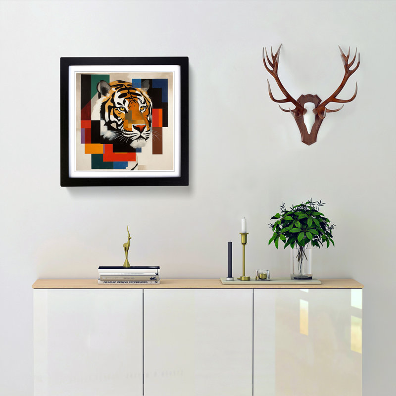 Tiger Suprematism No.1 - Framed Print, Black
