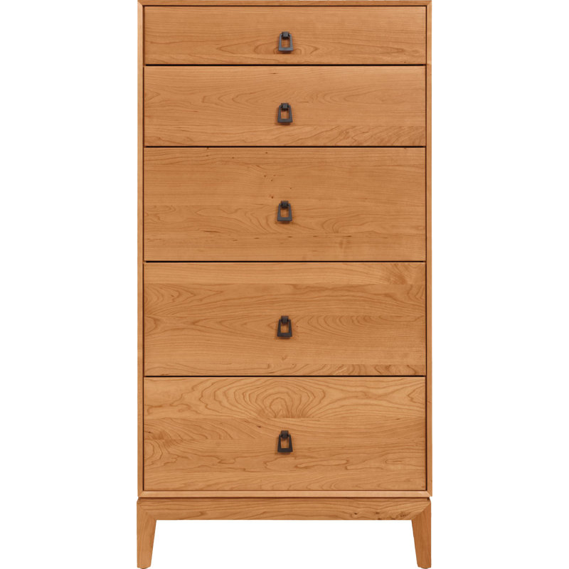 Commode 5 tiroirs Mansfield, Cerisier naturel, H 51,38 po x l 26,88 po x P 18 po